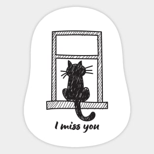 Cat Doodle Art: I miss you Sticker
